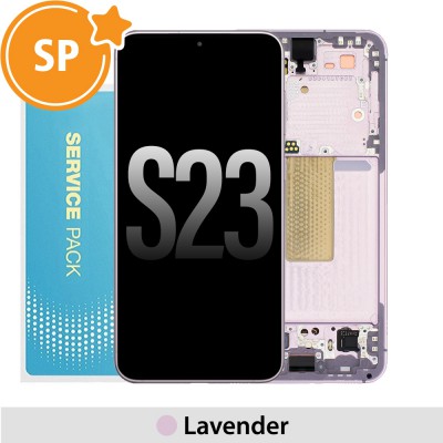 Samsung Galaxy S23 5G S911B OLED Screen Replacement Digitizer with Frame GH82-30480D (Service Pack)-Lavender