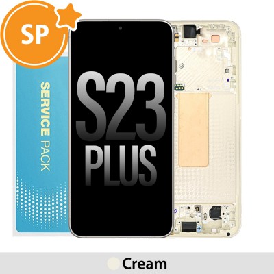 Samsung Galaxy S23 Plus S916B OLED Screen Replacement Digitizer with Frame GH82-30476B (Service Pack)-Cream