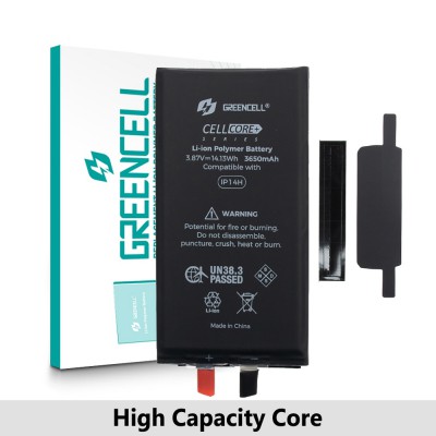 Greencell Core Series- High Capacity 3650mAh iPhone 14 Replacement Battery Core with Adhesive Strips