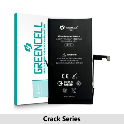 Greencell Crack Series- iPhone 15 Plus CRACK Battery with Adhesive Strips 4383mAh (No Need Soldering & No Need Tag-on)