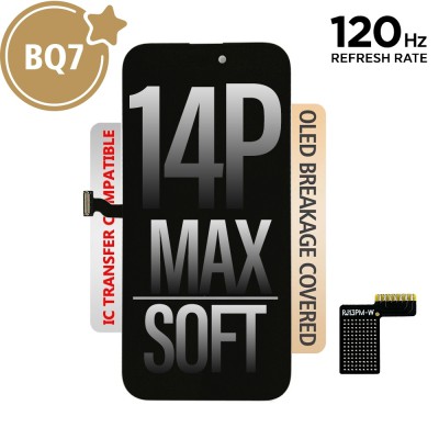 120HZ HIGH REFRESH RATE BQ7 Soft OLED Assembly for iPhone 14 Pro Max Screen Replacement With IC Chip Fransfer Flex 6706RR (Compatible for IC chip transfer)