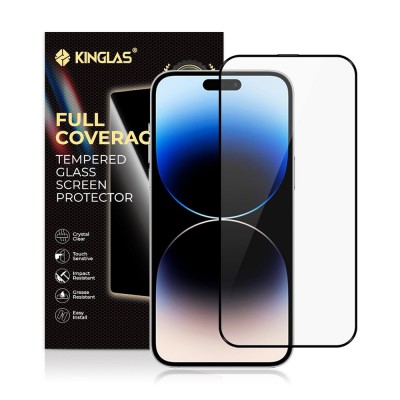 Kinglas Full Screen Black Edge Tempered Glass Screen Protector for iPhone 16 Pro