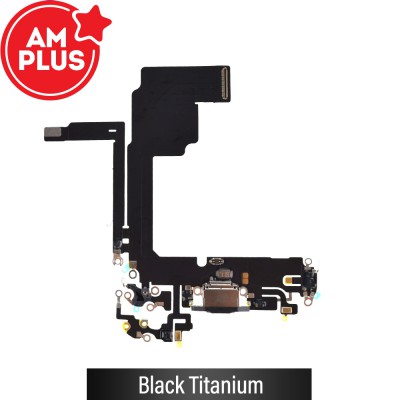 AMPLUS Charging Port for iPhone 15 Pro -Black Titanium