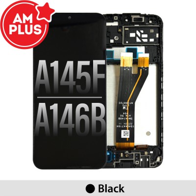 AMPLUS LCD Screen Replacement Digitizer with Frame for Samsung Galaxy A14 4G A145F / A14 5G A146B-Black 