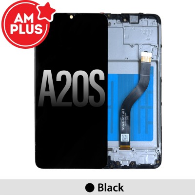AMPLUS  LCD Screen Replacement Digitizer with Frame for Samsung Galaxy A20s A207F -Black 