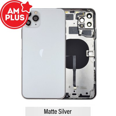 AMPLUS Rear Housing with Small Parts for iPhone 11 Pro Max-Matte Silver