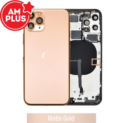 AMPLUS Rear Housing with Small Parts for iPhone 11 Pro-Matte Gold