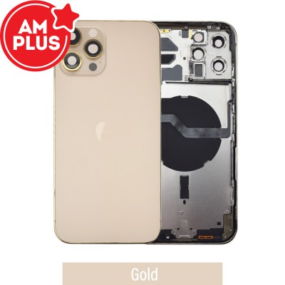 AMPLUS Rear Housing with Small Parts for iPhone 12 Pro Max-Gold