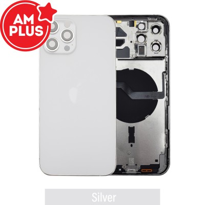 AMPLUS Rear Housing with Small Parts for iPhone 12 Pro Max-Silver