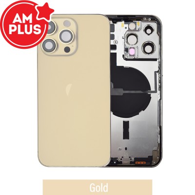 AMPLUS Rear Housing with Small Parts for iPhone 14 Pro Max-Gold