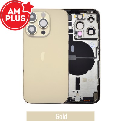 AMPLUS Rear Housing with Small Parts for iPhone 14 Pro-Gold