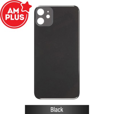 AMPLUS Rear Glass With 3M Adhesive Replacement for iPhone 11 (NO LOGO)-Black