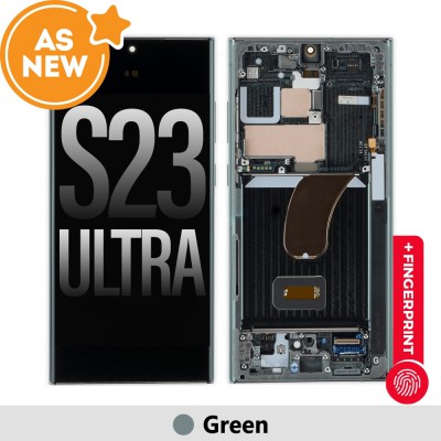 AS NEW-Samsung Galaxy S23 Ultra 5G S918B OLED Screen Replacement-Green (SERVICE PACK SCREEN AND SERVICE PACK  FRAME  ASSEMBLED BY CRAZY)