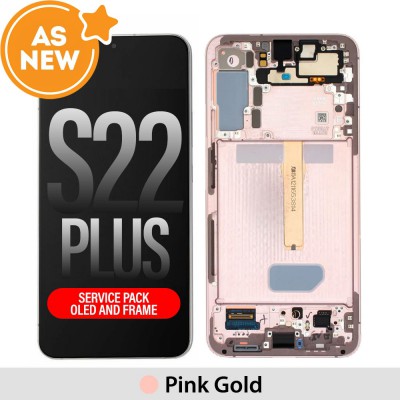 AS NEW-Samsung Galaxy S22 Plus S906B OLED Screen Replacement-Pink Gold (SERVICE PACK SCREEN AND SERVICE PACK FRAME ASSEMBLED)