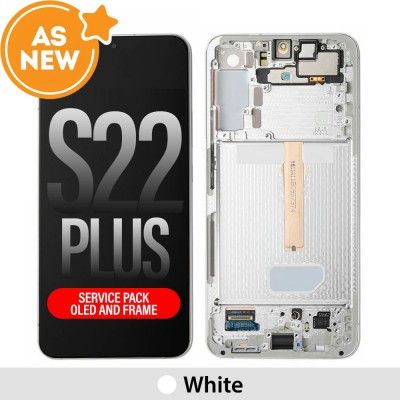 AS NEW-Samsung Galaxy S22 Plus S906B OLED Screen Replacement-White (SERVICE PACK SCREEN AND SERVICE PACK FRAME ASSEMBLED)