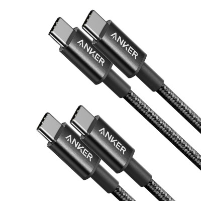 Anker USB-C to USB-C Cable-Black (3.3ft, Braided, 60W, 2Pack) (B8752011) Compatible for iPhone 15 16 Series