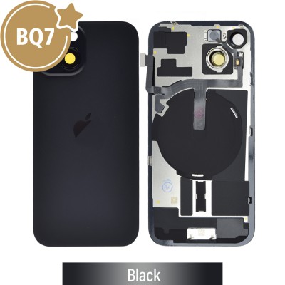 BQ7 Rear Cover Glass with Camera Lens Glass and Wireless Flex for iPhone 15 -Black