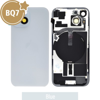 BQ7 Rear Cover Glass with Camera Lens Glass and Wireless Flex for iPhone 15-Blue
