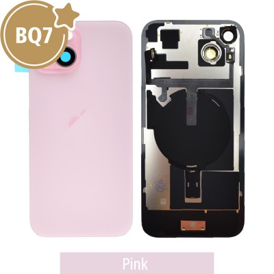 BQ7 Rear Cover Glass with Camera Lens Glass and Wireless Flex for iPhone 15-Pink
