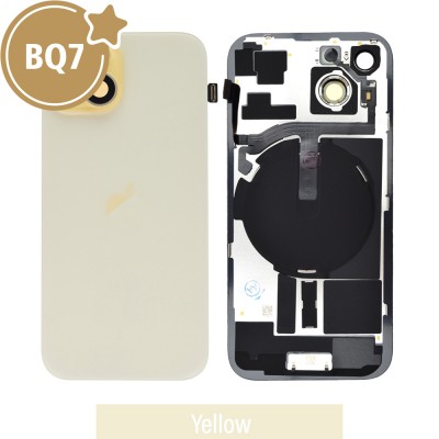 BQ7 Rear Cover Glass with Camera Lens Glass and Wireless Flex for iPhone 15-Yellow