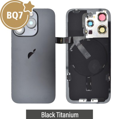 BQ7 Rear Cover Glass with Camera Lens Glass and Wireless Flex for iPhone 15 Pro-Black Titanium