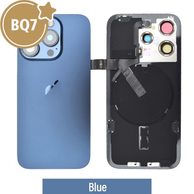 BQ7 Rear Cover Glass with Camera Lens Glass and Wireless Flex for iPhone 15 Pro-Blue Titanium