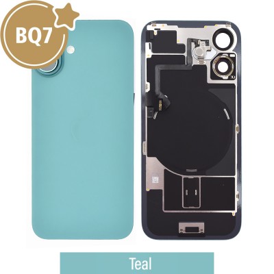 BQ7 Rear Cover Glass with Camera Lens Glass and Wireless NFC Charging with Flash Flex Cable for iPhone 16-Teal