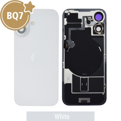 BQ7 Rear Cover Glass with Camera Lens Glass and Wireless Flex for iPhone 16-White