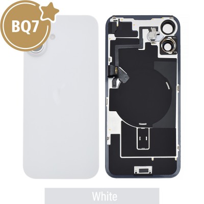 BQ7 Rear Cover Glass with Camera Lens Glass and Wireless Flex for iPhone 16 Plus-White