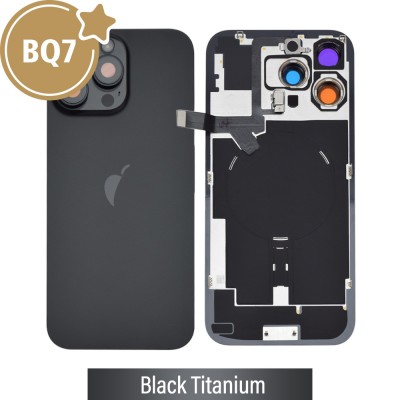 BQ7 Rear Cover Glass with Camera Lens Glass and Wireless Flex for iPhone 16 Pro Max-Black Titanium