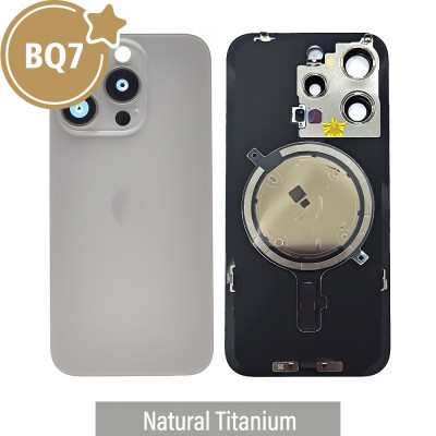 BQ7 Rear Cover Glass with Camera Lens Glass and Magsafe Magnet for iPhone 15 Pro-Natural Titanium