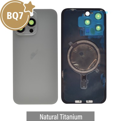 BQ7 Rear Cover Glass with Camera Lens Glass and Magsafe Magnet for iPhone 15 Pro Max-Natural Titanium