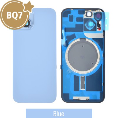 BQ7 Rear Cover Glass with Camera Lens Glass and Magsafe Magnet for iPhone 14 (NO LOGO)-Blue