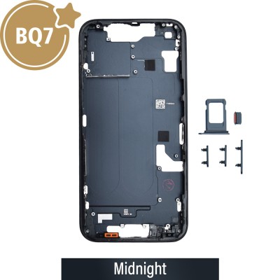 BQ7 Chassis Mid Frame Cover Replacement Assembly for iPhone 14-Midnight (With SIM Tray Version)