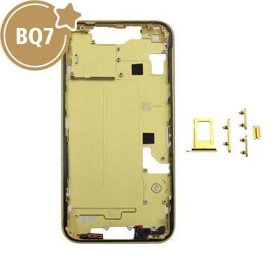 BQ7 Chassis Mid Frame Cover Replacement Assembly for iPhone 14-Yellow (With SIM Tray Version)