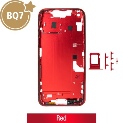 BQ7 Chassis Mid Frame Cover Replacement Assembly for iPhone 14 Plus-Red (With SIM Tray Version)