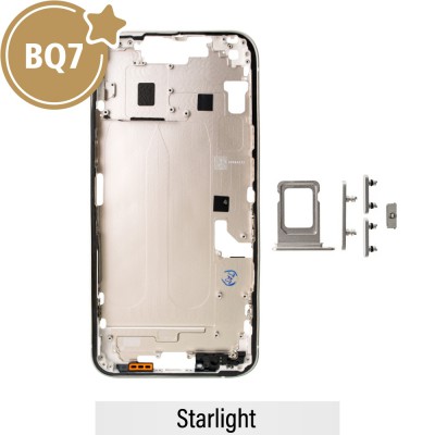BQ7 Chassis Mid Frame Cover Replacement Assembly for iPhone 14 Plus-Starlight (With SIM Tray Version)