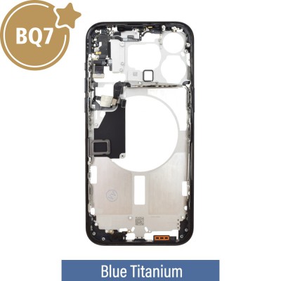 BQ7 Chassis Mid Frame Cover Replacement Assembly for iPhone 15 Pro Max-Blue Titanium (With SIM Tray Version)