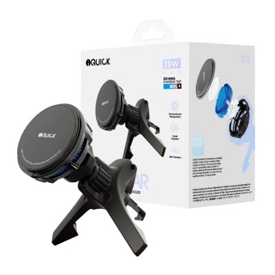 iQuick Magnetic Car Mount Charger with Cooling Semiconductor Radiator IC9 COOLGEAR 15W (IQUICK-C9)-Black 