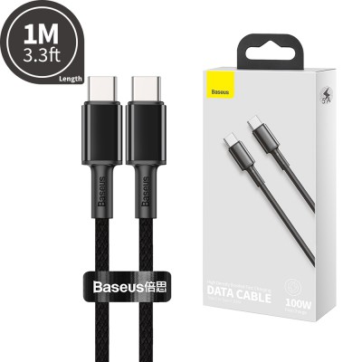Baseus High Density Braided Fast Charging Data Cable Type-C to Type-C 100W 1M Compatible for iPhone 15 16 Series