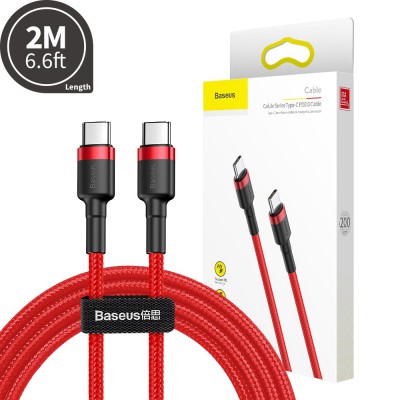 Baseus Cafule PD2.0 60W Flash Charging Type-C to Type-C Cable (20V 3A) 2m Compatible for iPhone 15 16 Series