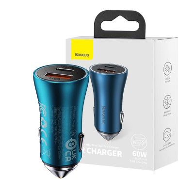 Baseus Golden Contactor Max Dual Fast Charger Car Charger U+C 60W   