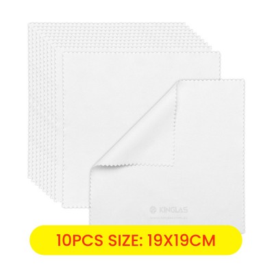 Kinglas Microfiber Cleaning Cloth 19x19cm for Camera Lens Eyeglasses Screens 10PCS/Pack