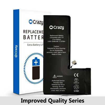 Crazy Improved Quality- iPhone 11 Pro Replacement Battery with Adhesive Strips 3046mAh (TI CHIP: TI 27546-A3 IC) (Cheapest Price)