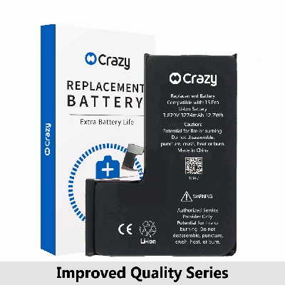 Crazy Improved Quality-iPhone 15 Pro Replacement Battery with Adhesive Strips 3274mAh (TI CHIP: 27546) (Cheapest Price)