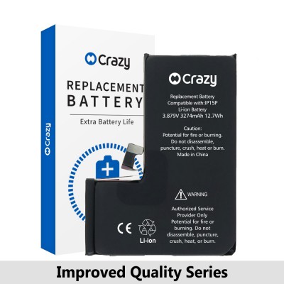 Crazy Improved Quality-iPhone 15 Pro Replacement Battery with Adhesive Strips 3274mAh (TI CHIP: TI 27546-A3 IC) (Cheapest Price)