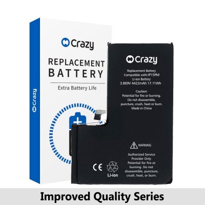 Crazy Improved Quality- iPhone 15 Pro Max Replacement Battery with Adhesive Strips 4422mAh (TI CHIP: TI 27546-A3 IC) (Cheapest Price)