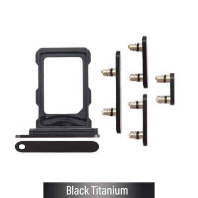 Dual SIM Card Tray and Side Button for iPhone 16 Pro / 16 Pro Max-Black Titanium (Compatible with Single SIM Phones and Dual SIM Phones)