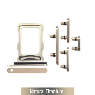 Dual SIM Card Tray and Side Button for iPhone 16 Pro / 16 Pro Max-Natural Titanium (Compatible with Single SIM Phones and Dual SIM Phones)