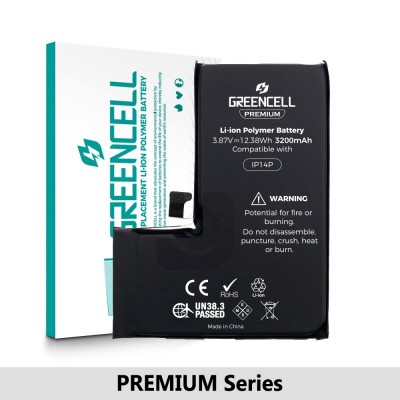 Greencell PREMIUM Series- iPhone 14 Pro Replacement Battery with Adhesive Strips 3200mAh (Original Chip & Cell Best Quality in the Market)